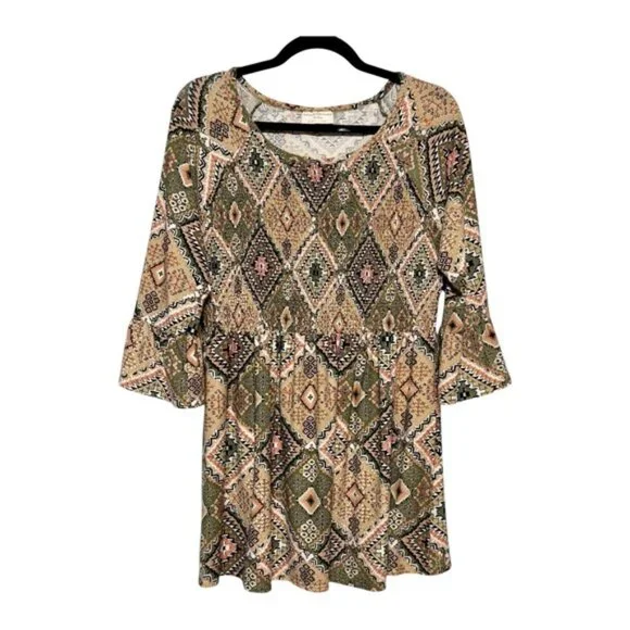 Southwestern Boho 70s Revival Tunic Top Womens Size‎ Large Hippie Rustic Chic - Picture 8 of 9